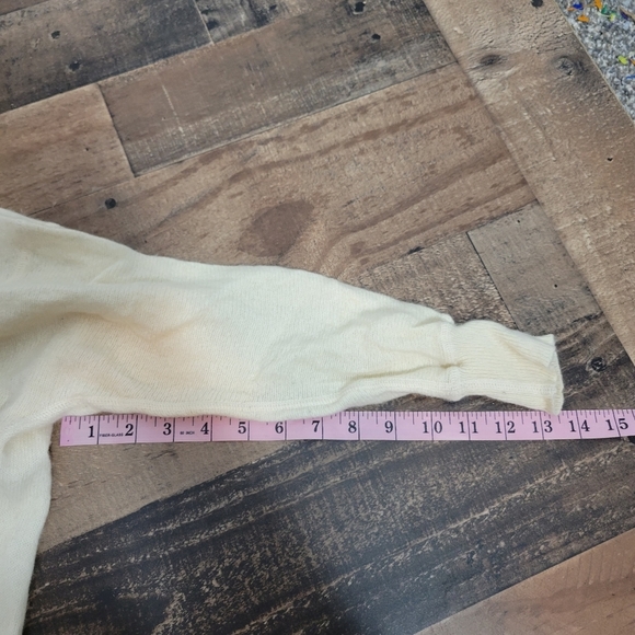 Small St. Tropez Cream 2 Ply Cashmere Cableknit Shawl Collar Open Front Cardigan - Picture 2 of 6